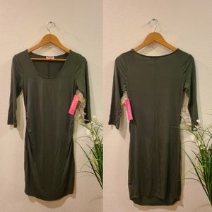 Feathers Maternity Green Fitted Dress Size Medium